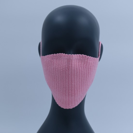 Pink Reusable Crochet Cotton Face Mask With Lining