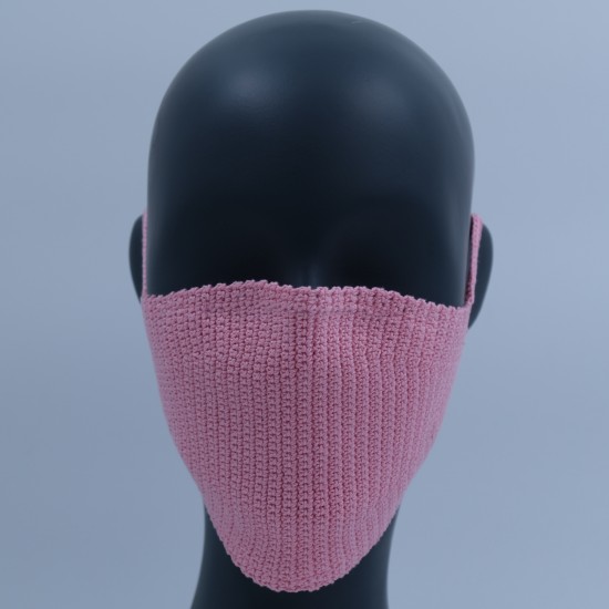 Pink Reusable Crochet Cotton Face Mask With Lining