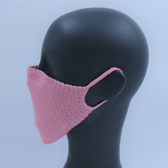 Pink Reusable Crochet Cotton Face Mask With Lining