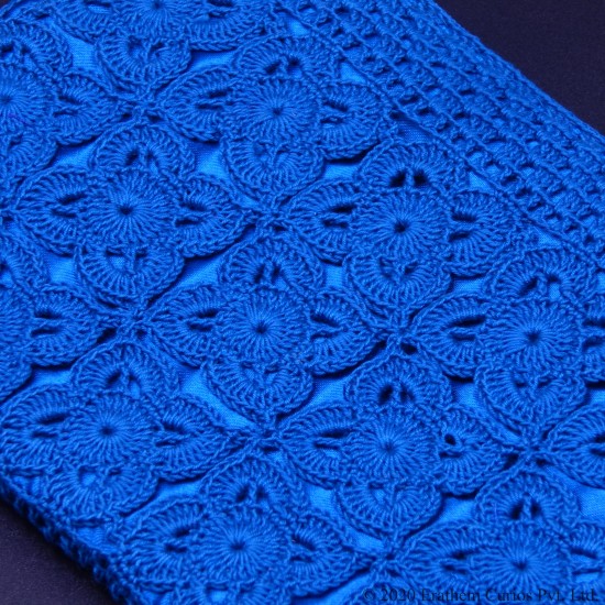 Crochet Cotton Blue Wallet With Zipper