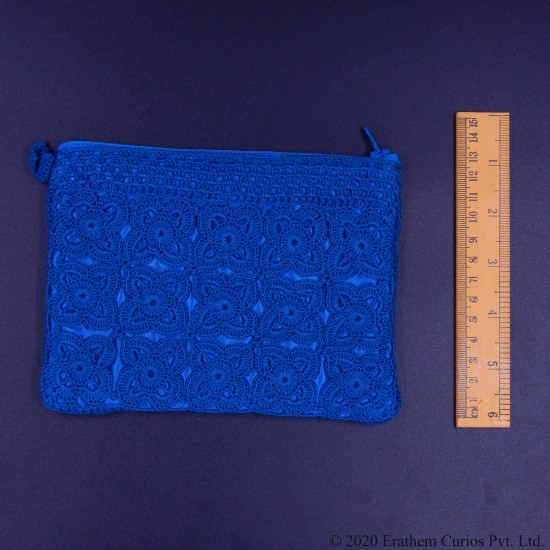 Crochet Cotton Blue Wallet With Zipper