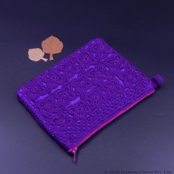 Crochet Cotton Violet Wallet With Zipper and Silk Lining
