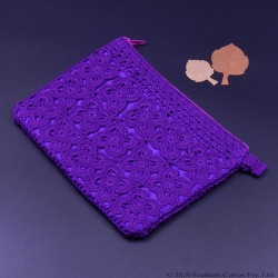 Crochet Cotton Violet Wallet With Zipper and Silk Lining Crochet Cotton Violet Wallet With Zipper and Silk Lining