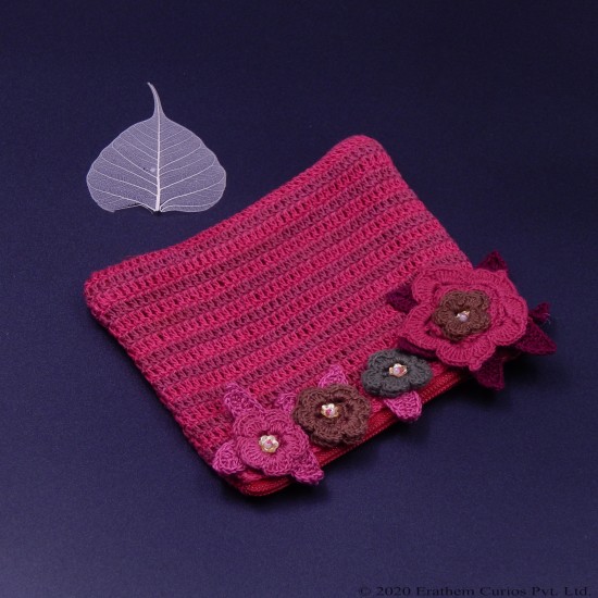 Crochet Cotton Flower Mini Wallet