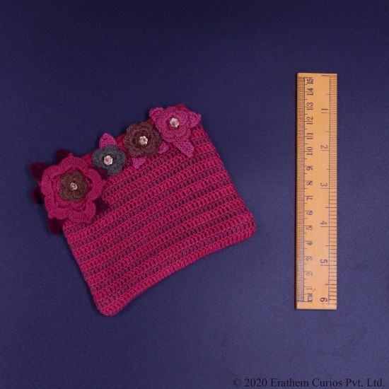 Crochet Cotton Flower Mini Wallet