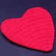 Red Cotton Crochet Heart Shape Wallet With Zipper