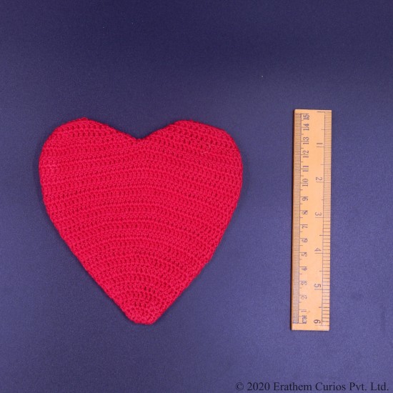 Red Cotton Crochet Heart Shape Wallet With Zipper