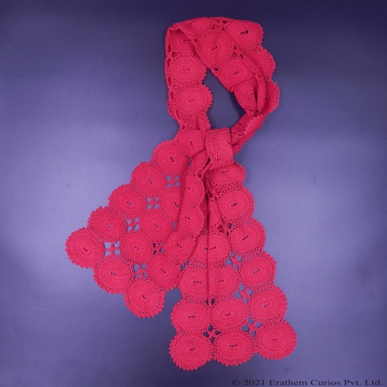 Crochet Maroon Cotton Scarf/Stole