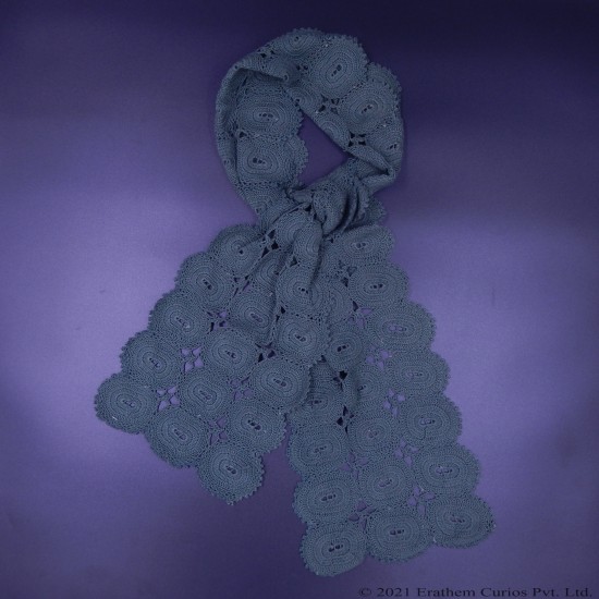Green Cotton Crochet Scarf/Stole