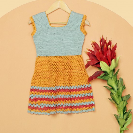 Premium Cotton Crochet Sleeveless Frock Dress For Kids