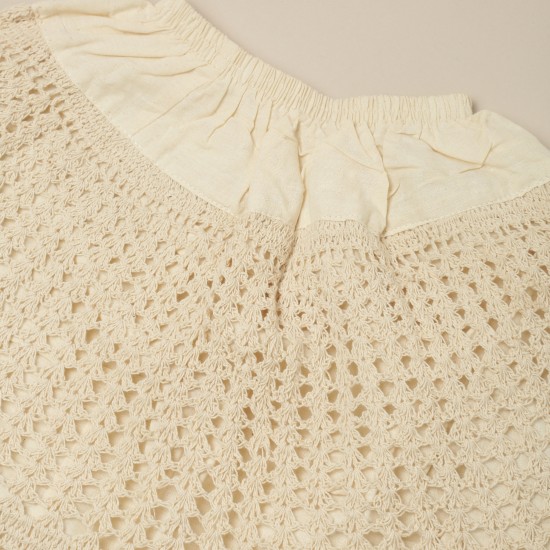 Ivory Crochet Cotton Skirt For Kids