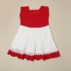 Cotton Crochet Sleeveless Red and White Frock