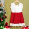Cotton Crochet Sleeveless White and Red Frock 24 Inches