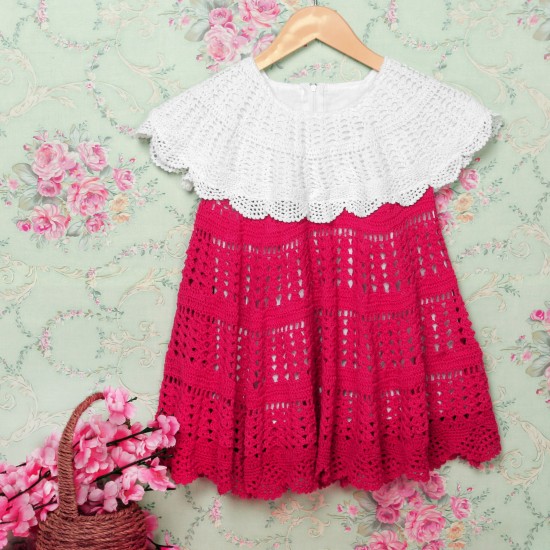 Pink Crochet Cotton Cap Frock