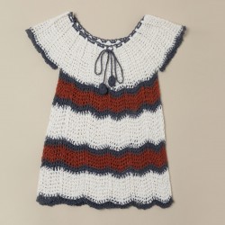 Brown Cotton Crochet Cap Frock  Brown Cotton Crochet Cap Frock
