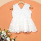 Cotton Crochet Sleeveless White 19 Inches Frock