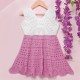 Cotton Crochet Sleeveless White and Pink 19 Inches Frock