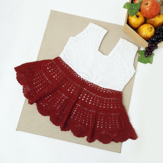 Maroon Crochet Cotton Cap Frock