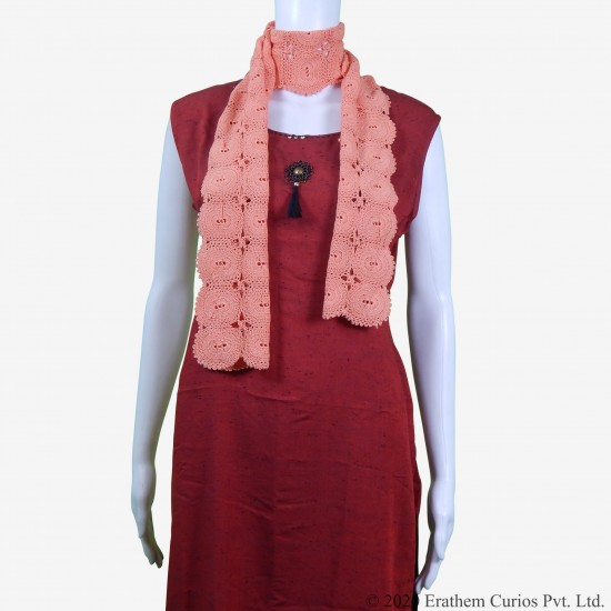 Coral Crochet Cotton Scarf/Stole