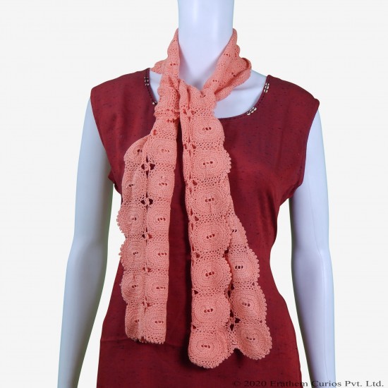 Coral Crochet Cotton Scarf/Stole