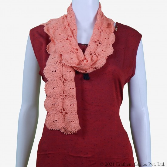 Coral Crochet Cotton Scarf/Stole