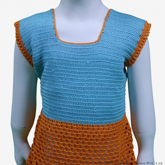 Premium Cotton Crochet Sleeveless Frock Dress For Kids