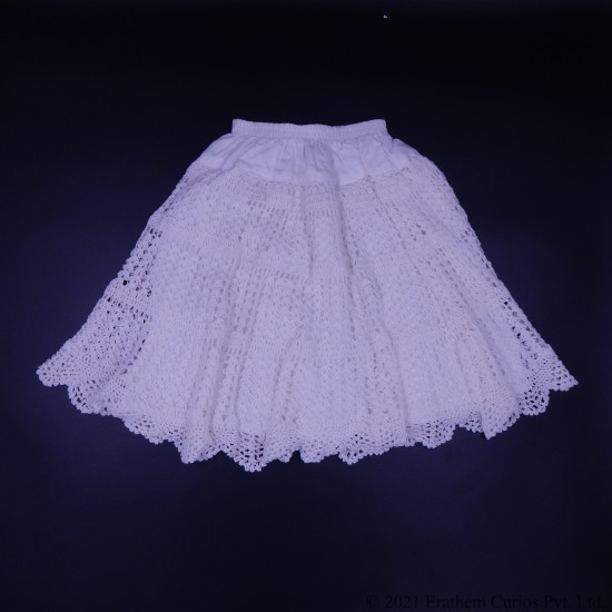 White Cotton Crochet Skirt 16 Inches For Kids