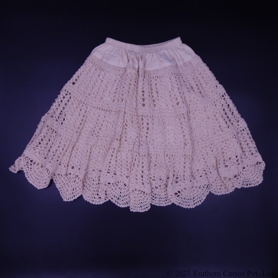 Ivory Crochet Cotton Skirt 16 Inches For Kids