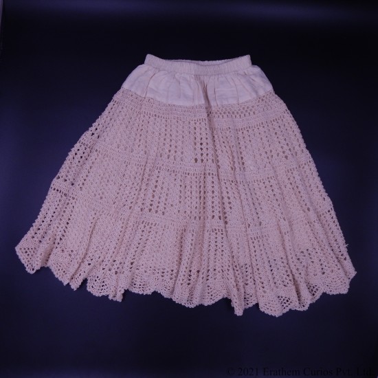 Ivory Crochet Cotton Skirt 20 Inches For Kids