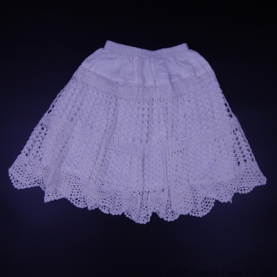 White Cotton Crochet Skirt 14 Inches For Kids