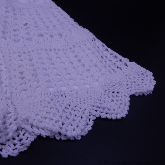 White Cotton Crochet Skirt 14 Inches For Kids