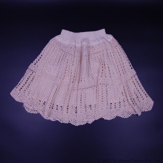 Ivory Crochet Cotton Skirt 14 Inches For Kids