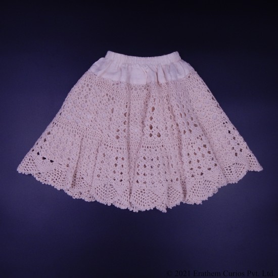 Ivory Crochet Cotton Skirt 12 Inches For Kids