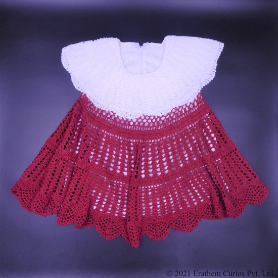 Maroon Crochet Cotton Cap Frock