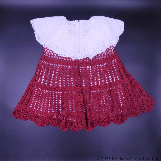 Maroon Crochet Cotton Cap Frock