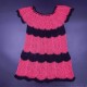 Red and Black Crochet Silk Thread Cap Frock