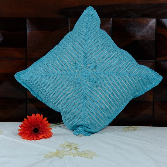 Cushion Cover Center Pineapple Flower/17"x17"/Turquoise Blue
