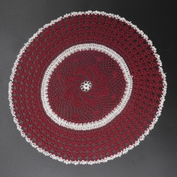 Maroon White Crochet Round Doily/Table Mat 10 Inches