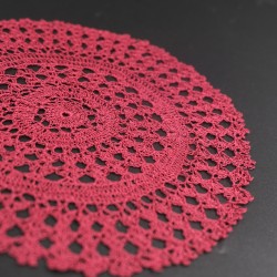 Maroon Crochet Round Doily/Table Mat 8 Inches
