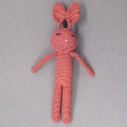  Cotton  Crochet Maroon Long Rabbit Soft Toy 