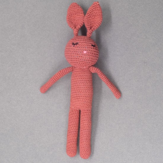   Cotton  Crochet Maroon Long Rabbit Soft Toy 