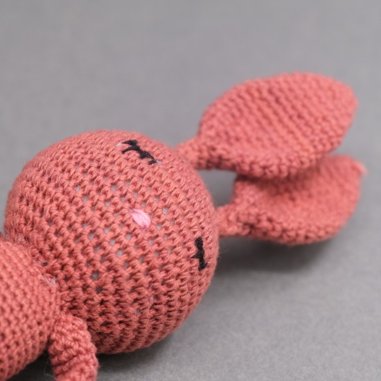   Cotton  Crochet Maroon Long Rabbit Soft Toy 