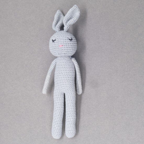 Cotton Crochet  Grey Rabbit  Soft Toy 