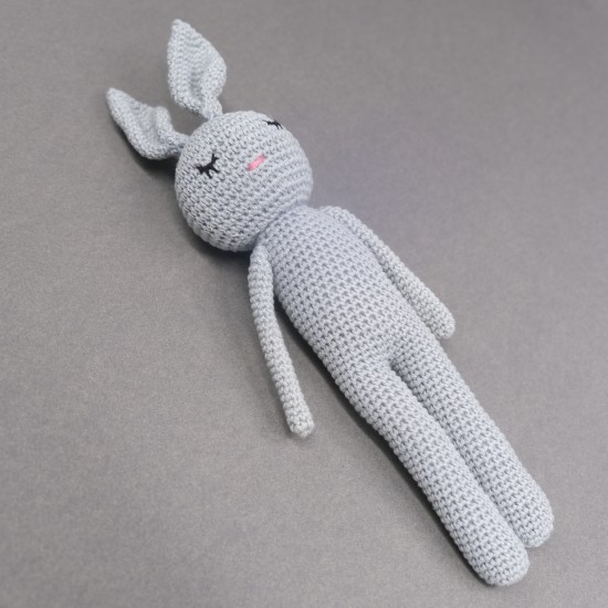 Cotton Crochet  Grey Rabbit  Soft Toy 