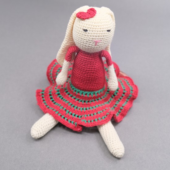 Cotton Crochet Maroon Baby Girl Doll Soft Toy