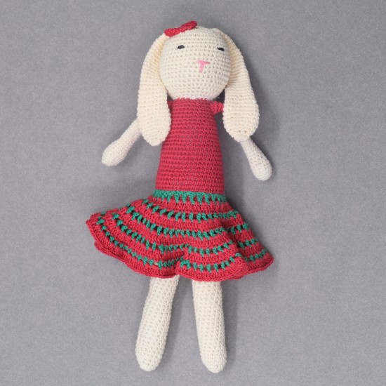 Cotton Crochet Maroon Baby Girl Doll Soft Toy