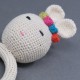 Cotton Crochet Rabbit Wooden Ring Rattle Soft Toy