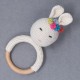 Cotton Crochet Rabbit Wooden Ring Rattle Soft Toy