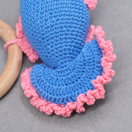 Cotton Crochet Fish Wooden Ring Rattle Soft Toy