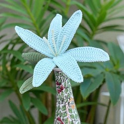 Crochet Sky Blue Lily Flower